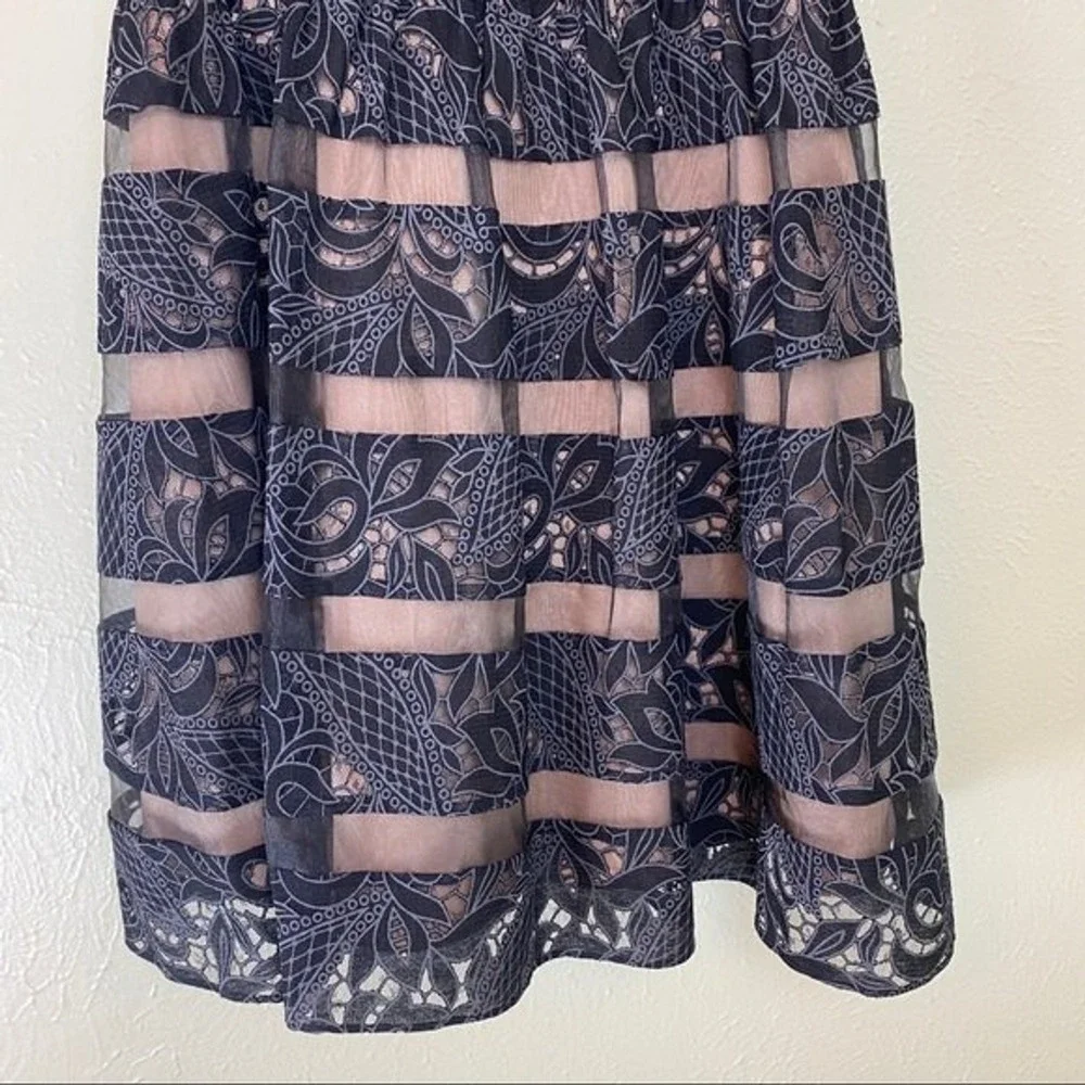 AIDEN MATTOX Black Sheer‎ Lace Dress Mini Party Formal  8 Event Fit Flare Cruise